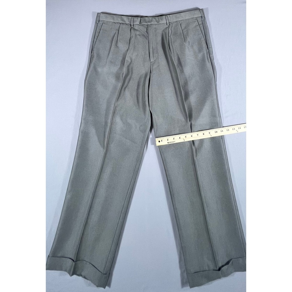 Dockers Men's Pleated Relaxed Fit Trousers Grey Tencel Blend Cuffed Pants 44x30 - Picture 6 of 10